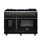 Forno Massimo 48-Inch Freestanding Dual Fuel Range with 8 Burners & 6.58 Cu. Ft. Convection Oven in Black with Antique Brass Accessories (FFSGS6125-48BLK)