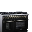 Forno Massimo 48-Inch Freestanding Dual Fuel Range with 8 Burners & 6.58 Cu. Ft. Convection Oven in Black with Antique Brass Accessories (FFSGS6125-48BLK)