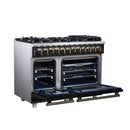Forno Massimo 48-Inch Freestanding Dual Fuel Range with 8 Burners & 6.58 Cu. Ft. Convection Oven in Black with Antique Brass Accessories (FFSGS6125-48BLK)