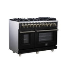 Forno Massimo 48-Inch Freestanding Dual Fuel Range with 8 Burners & 6.58 Cu. Ft. Convection Oven in Black with Antique Brass Accessories (FFSGS6125-48BLK)