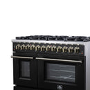 Forno Massimo 48-Inch Freestanding Dual Fuel Range with 8 Burners & 6.58 Cu. Ft. Convection Oven in Black with Antique Brass Accessories (FFSGS6125-48BLK)