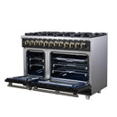 Forno Massimo 48-Inch Freestanding Dual Fuel Range with 8 Burners & 6.58 Cu. Ft. Convection Oven in Black with Antique Brass Accessories (FFSGS6125-48BLK)