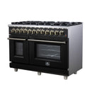Forno Massimo 48-Inch Freestanding Dual Fuel Range with 8 Burners & 6.58 Cu. Ft. Convection Oven in Black with Antique Brass Accessories (FFSGS6125-48BLK)