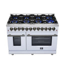 Forno Massimo 48-Inch Freestanding Dual Fuel Range with 8 Burners & 6.58 Cu. Ft. Convection Oven in White with Antique Brass Accessories (FFSGS6125-48WHT)