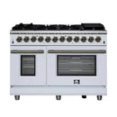 Forno Massimo 48-Inch Freestanding Dual Fuel Range with 8 Burners & 6.58 Cu. Ft. Convection Oven in White with Antique Brass Accessories (FFSGS6125-48WHT)