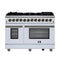 Forno Massimo 48-Inch Freestanding Dual Fuel Range with 8 Burners & 6.58 Cu. Ft. Convection Oven in White with Antique Brass Accessories (FFSGS6125-48WHT)