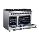 Forno Massimo 48-Inch Freestanding Dual Fuel Range with 8 Burners & 6.58 Cu. Ft. Convection Oven in White with Antique Brass Accessories (FFSGS6125-48WHT)