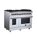 Forno Massimo 48-Inch Freestanding Dual Fuel Range with 8 Burners & 6.58 Cu. Ft. Convection Oven in White with Antique Brass Accessories (FFSGS6125-48WHT)