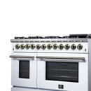 Forno Massimo 48-Inch Freestanding Dual Fuel Range with 8 Burners & 6.58 Cu. Ft. Convection Oven in White with Antique Brass Accessories (FFSGS6125-48WHT)