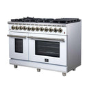 Forno Massimo 48-Inch Freestanding Dual Fuel Range with 8 Burners & 6.58 Cu. Ft. Convection Oven in White with Antique Brass Accessories (FFSGS6125-48WHT)