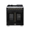 Forno Capriasca 30-Inch Freestanding French Door Dual Fuel Range in Black with Antique Brass Handle (FFSGS6387-30BLK)