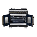 Forno Capriasca 36-Inch Freestanding French Door Dual Fuel Range in Black with Antique Brass Handle (FFSGS6387-36BLK)