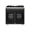 Forno Capriasca 36-Inch Freestanding French Door Dual Fuel Range in Black with Antique Brass Handle (FFSGS6387-36BLK)