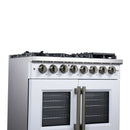 Forno Capriasca 36-Inch Freestanding French Door Dual Fuel Range in White with Antique Brass Handle (FFSGS6387-36WHT)