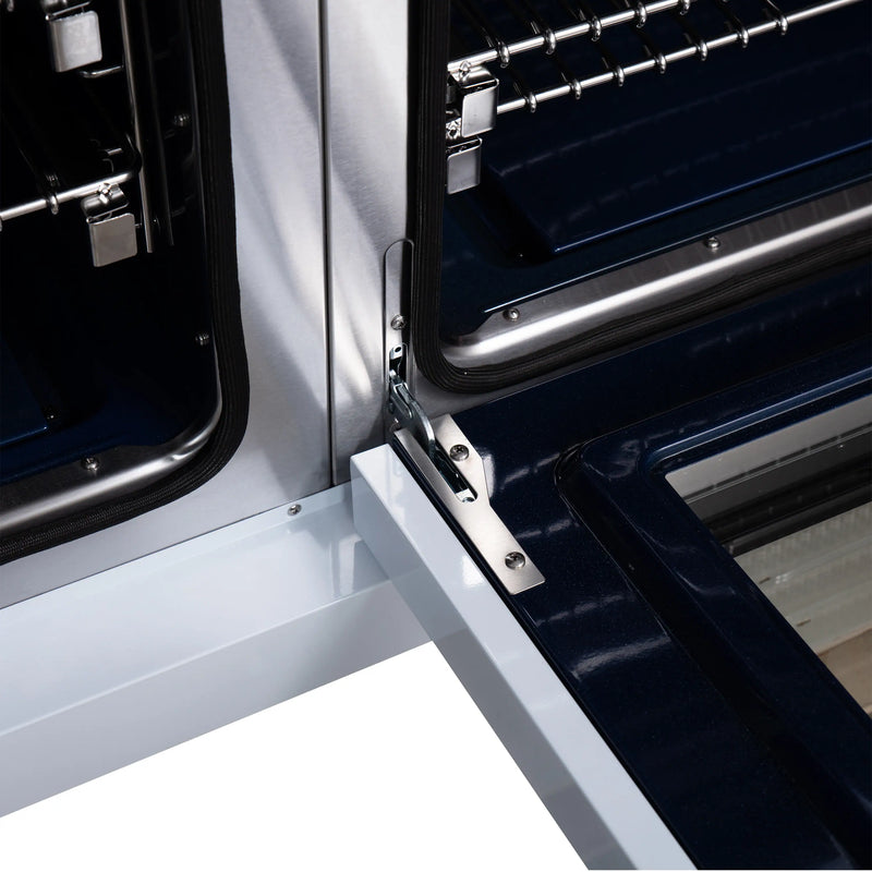 Forno Capriasca 48-Inch Freestanding French Door Dual Fuel Range in White with Antique Brass Handle (FFSGS6387-48WHT)