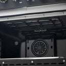 Forno Galiano 5-Piece Appliance Package - 36-Inch Dual Fuel Range, 36-Inch Hood, 36-Inch Refrigerator, 24-Inch Dishwasher, & 24-Inch Microwave Oven in Black with Antique Brass Trim