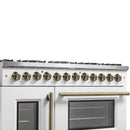 Forno Galiano 48-Inch French Door Dual Fuel Range with 8 Burners and 6.58 Cu. Ft. Electric Convection Oven in White with Antique Brass Trim (FFSGS6356-48WHT)