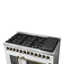 Forno Galiano 48-Inch French Door Dual Fuel Range with 8 Burners and 6.58 Cu. Ft. Electric Convection Oven in White with Antique Brass Trim (FFSGS6356-48WHT)
