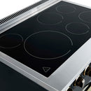 Forno 4-Piece Appliance Package - 36-Inch Electric Range, Wall Mount Range Hood, 36-Inch Refrigerator, and Dishwasher in Black with Antique Brass Handle