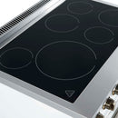 Forno 3-Piece Appliance Package - 36-Inch Electric Range, Wall Mount Range Hood, and 36-Inch Refrigerator in White with Antique Brass Handle