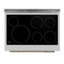 Forno 3-Piece Appliance Package - 36-Inch Electric Range, Wall Mount Range Hood, and 60-Inch Refrigerator in White with Antique Brass Handle