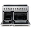 Forno 5-Piece Appliance Package - 48-Inch Electric Range, Wall Mount Range Hood, 60-Inch Refrigerator, Dishwasher, and 30-Inch Microwave Oven in Stainless Steel
