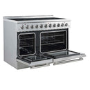 Forno 5-Piece Appliance Package - 48-Inch Electric Range, Wall Mount Range Hood, 36-Inch Refrigerator, Dishwasher, and 30-Inch Microwave Drawer in Stainless Steel