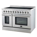 Forno 5-Piece Appliance Package - 48-Inch Electric Range, Wall Mount Range Hood, 36-Inch Refrigerator, Dishwasher, and 24-Inch Microwave Oven in Stainless Steel