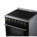 FORNO Massimo 30-Inch Freestanding Electric Range with 5 Radiant Burners, 4.32 Cu. Ft. True Convection Oven, Air Fryer Kit in Black with Antique Brass Trim (FFSEL6020-30BLK)