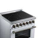 FORNO Massimo 30-Inch Freestanding Electric Range with 5 Radiant Burners, 4.32 Cu. Ft. True Convection Oven, Air Fryer Kit in White with Antique Brass Trim (FFSEL6020-30WHT)