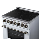 FORNO Massimo 30-Inch Freestanding Electric Range with 5 Radiant Burners, 4.32 Cu. Ft. True Convection Oven, Air Fryer Kit in White with Antique Brass Trim (FFSEL6020-30WHT)