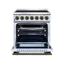 FORNO Massimo 30-Inch Freestanding Electric Range with 5 Radiant Burners, 4.32 Cu. Ft. True Convection Oven, Air Fryer Kit in White with Antique Brass Trim (FFSEL6020-30WHT)