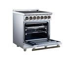 FORNO Massimo 30-Inch Freestanding Electric Range with 5 Radiant Burners, 4.32 Cu. Ft. True Convection Oven, Air Fryer Kit in White with Antique Brass Trim (FFSEL6020-30WHT)