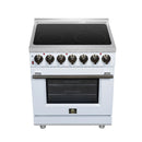 FORNO Massimo 30-Inch Freestanding Electric Range with 5 Radiant Burners, 4.32 Cu. Ft. True Convection Oven, Air Fryer Kit in White with Antique Brass Trim (FFSEL6020-30WHT)
