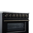 FORNO Massimo 36-Inch Freestanding Electric Range with 5 Radiant Burners, 4.36 Cu. Ft. True Convection Oven, Air Fryer Kit in Black with Antique Brass Trim (FFSEL6020-36BLK)