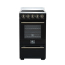 Forno Pallerano 20-Inch Freestanding Electric Range in Black with Antique Brass Handle (FFSEL6051-20BLK)