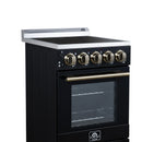 Forno Pallerano 20-Inch Freestanding Electric Range in Black with Antique Brass Handle (FFSEL6051-20BLK)