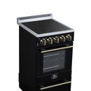 Forno Pallerano 20-Inch Freestanding Electric Range in Black with Antique Brass Handle (FFSEL6051-20BLK)