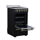Forno Pallerano 20-Inch Freestanding Electric Range in Black with Antique Brass Handle (FFSEL6051-20BLK)