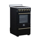 Forno Pallerano 20-Inch Freestanding Electric Range in Black with Antique Brass Handle (FFSEL6051-20BLK)