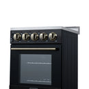 Forno Pallerano 20-Inch Freestanding Electric Range in Black with Antique Brass Handle (FFSEL6051-20BLK)