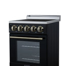 Forno Pallerano 20-Inch Freestanding Electric Range in Black with Antique Brass Handle (FFSEL6051-20BLK)