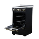 Forno Pallerano 20-Inch Freestanding Electric Range in Black with Antique Brass Handle (FFSEL6051-20BLK)