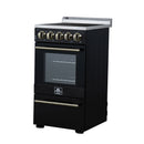 Forno Pallerano 20-Inch Freestanding Electric Range in Black with Antique Brass Handle (FFSEL6051-20BLK)