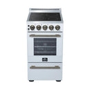 Forno Pallerano 20-Inch Freestanding Electric Range in White with Antique Brass Handle (FFSEL6051-20WHT)
