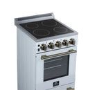 Forno Pallerano 20-Inch Freestanding Electric Range in White with Antique Brass Handle (FFSEL6051-20WHT)