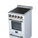 Forno Pallerano 20-Inch Freestanding Electric Range in White with Antique Brass Handle (FFSEL6051-20WHT)