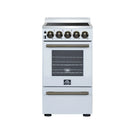 Forno Pallerano 20-Inch Freestanding Electric Range in White with Antique Brass Handle (FFSEL6051-20WHT)
