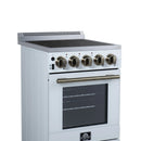 Forno Pallerano 20-Inch Freestanding Electric Range in White with Antique Brass Handle (FFSEL6051-20WHT)