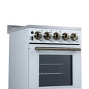 Forno Pallerano 20-Inch Freestanding Electric Range in White with Antique Brass Handle (FFSEL6051-20WHT)